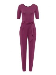 Les Lunes Kombinezon "Layla" w kolorze fioletowym rozmiar: M. Różowe kombinezony damskie Les Lunes, m, bez wzorów, z tkaniny, klasyczne, bez kołnierzyka, bez ramiączek. Za 252.99 zł.
