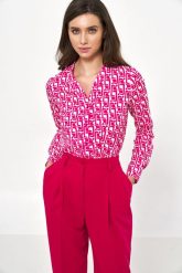 Zapinana na Guziki Bluzka we Wzory. Bluzki damskie Nife, xl, bez wzorów, z elastanu, bez kołnierzyka, bez ramiączek. Za 189.90 zł.