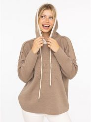 Zwillingsherz Bluza "Positive Mind" w kolorze szarobrązowym rozmiar: L/XL. Brązowe bluzy damskie Zwillingsherz, l, bez wzorów, z kapturem. Za 171.95 zł.