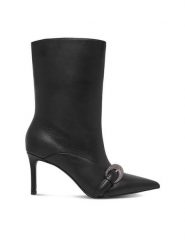 Eva Minge Botki EO-LT9592-105 Czarny. Czarne botki damskie Eva Minge, ze skóry, bez obcasa, na szpilce, bez zapięcia. Za 579.99 zł.