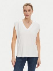 Guess Bluzka W5YP52 KCYW2 Biały Regular Fit. Białe bluzki damskie Guess, s, z aplikacjami, z syntetyku, bez kołnierzyka, bez ramiączek. Za 129.99 zł.