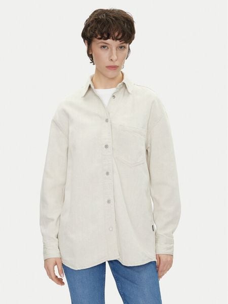 Pepe Jeans Koszula jeansowa PL304963 Écru Oversize. Białe koszule damskie Pepe Jeans, m, bez wzorów, z bawełny, bez kołnierzyka, bez ramiączek. Za 315.99 zł.