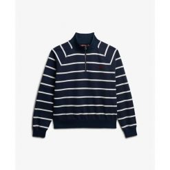 Bluza damska Superdry Ath Henley. Niebieskie bluzy damskie Superdry, bez wzorów, bez kaptura. Za 284.00 zł.