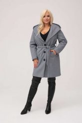 Elegancki płaszcz Selena w jodełkę z kapturem i paskiem XXL OVERSIZE JESIEŃ. Brązowe płaszcze damskie Moda Size Plus Iwanek, na jesień, s, z aplikacjami, z poliesteru, z kapturem. Za 529.90 zł.