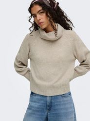 ONLY Sweter w kolorze beżowym rozmiar: M. Brązowe golfy damskie Only, m, bez kołnierzyka. Za 85.45 zł.