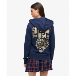 Bluza z kapturem Embellish Archive. Niebieskie koszulki sportowe damskie Superdry, bez wzorów, z bawełny, bez ramiączek. W wyprzedaży za 287.80 zł.