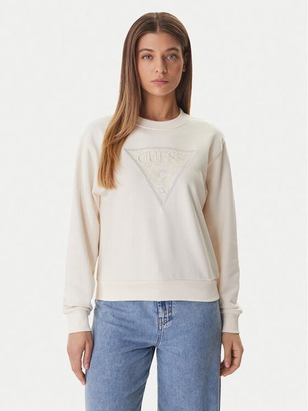 Guess Bluza W6GQ09 K3183 Écru Regular Fit. Białe bluzy damskie Guess, m, z aplikacjami, z bawełny, bez kaptura. Za 243.99 zł.