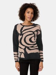 Gerry Weber Sweter w kolorze czarno-beżowym rozmiar: 38. Czarne swetry klasyczne damskie Gerry Weber, z wełny, bez kołnierzyka. Za 144.92 zł.