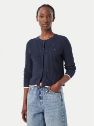 Tommy Jeans Kardigan DW0DW23458 Granatowy Regular Fit. Niebieskie kardigany damskie Tommy Jeans, xs, bez wzorów, z jeansu. Za 409.99 zł.
