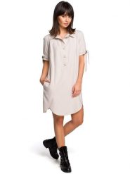 Be Wear Sukienka w kolorze beżowym rozmiar: XXL. Brązowe sukienki damskie Be Wear, bez wzorów, bez ramiączek. Za 127.95 zł.
