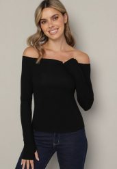 Czarna Bawełniana Bluzka z Otworem na Kciuk Terwiwi. Czarne bluzki damskie Born2be, m, bez wzorów, z bawełny, bez kołnierzyka, bez ramiączek. Za 44.99 zł.