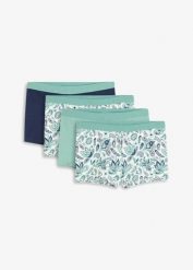 Bokserki damskie z bawełny organicznej (4 pary). Niebieskie bokserki damskie bonprix, bez wzorów, z bawełny. Za 77.99 zł.