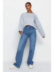 Trendyol Dżinsy - Comfort fit - w kolorze niebieskim rozmiar: 42. Niebieskie jeansy damskie Trendyol, z podwyższonym stanem. Za 109.78 zł.