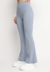 Jasnoniebieskie Legginsy o Kroju Dzwonów z Wysokim Stanem Koritea. Niebieskie legginsy damskie Born2be, l, bez wzorów, z jeansu. Za 39.99 zł.