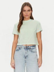 Guess T-Shirt V2YI06 K8HM0 Zielony Regular Fit. Zielone t-shirty damskie Guess, xs, z aplikacjami, z bawełny, bez kołnierzyka. Za 139.99 zł.