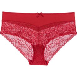 Figi "panty" bonprix czerwony chili. Czerwone figi bonprix, w koronkowe wzory, z bawełny. Za 24.99 zł.