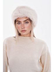 Lucky Bees Czapka w kolorze kremowym rozmiar: onesize. Brązowe czapki damskie Lucky Bees, bez wzorów, z futra. Za 121.80 zł.