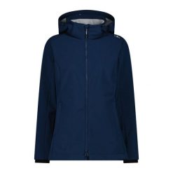Kurtka turystyczna damska z kapturem i zamkiem CMP. Niebieskie kurtki damskie CMP, bez wzorów, z softshellu, z kapturem. Za 389.00 zł.
