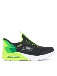 Skechers Sneakersy MICROSPEC MAX - BRISK-STRIPE 403890L/BKLM Czarny. Czarne buty sportowe chłopięce Skechers, z materiału, bez zapięcia. Za 249.99 zł.