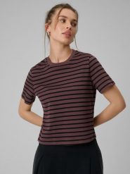 4F T-shirt regular gładki damski - brązowy M. Brązowe t-shirty damskie 4F, m, bez wzorów, z bawełny, bez kołnierzyka. Za 69.99 zł.