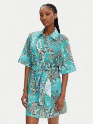 Seafolly Sukienka koszulowa La Mer 55422-DR Turkusowy Regular Fit. Niebieskie sukienki damskie Seafolly, bez wzorów, ze lnu, bez ramiączek. Za 459.99 zł.