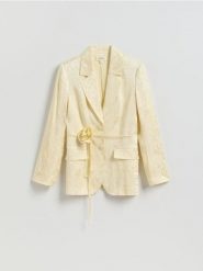 Marynarka z wiskozy - jasnożółty. Żółte marynarki i żakiety damskie Reserved, l, bez wzorów, z wiskozy. Za 299.99 zł.