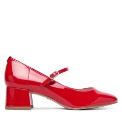 Czółenka Tamaris. Czerwone czółenka damskie Tamaris, bez wzorów, bez obcasa. Za 329.99 zł.