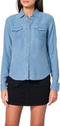 LEE REGULAR WESTERN SHIRT DAMSKA KOSZULA SURF BLUE L45SGIQF 112110482. Niebieskie koszule damskie Lee, l, bez wzorów, bez kołnierzyka, bez ramiączek. Za 129.99 zł.