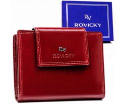 Portfel skórzany Rovicky RV-70613-9-BCA czerwony. Czerwone portfele damskie ROVICKY, z aplikacjami, ze skóry. Za 74.00 zł.