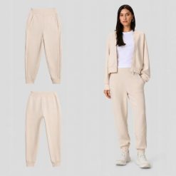 SPODNIE DAMSKIE DRESOWE 4F JOGGERY SPORTOWE Z MODALEM BEŻOWE. Brązowe spodnie sportowe damskie 4F, xl, bez wzorów, z dresówki, na fitness i siłownię. Za 189.99 zł.