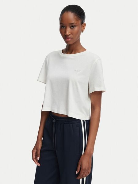 Guess T-Shirt V6GI17 K2984 Kremowy Regular Fit. Białe t-shirty damskie Guess, l, z aplikacjami, z bawełny, bez kołnierzyka. Za 111.99 zł.