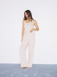 Wzorzysta piżama z wiskozy - złamana biel. Piżamy damskie Reserved, bez wzorów, z tkaniny, bez ramiączek. Za 139.99 zł.