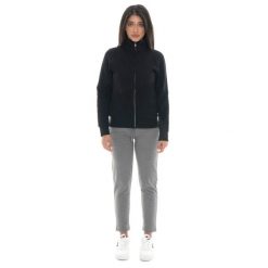 Bluza zimowa Damen ze Stehkragen und Reißverschluss, Leone 1947 Warkocz. Czarne bluzy damskie LEONE 1947 APPAREL, na zimę, bez wzorów, z bawełny, bez kaptura. W wyprzedaży za 157.01 zł.