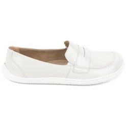 Olivier Barefoot Damskie minimalistyczne mokasyny skórzane 1280 ecru białe. Białe mokasyny damskie z materiału, bez obcasa. Za 484.00 zł.