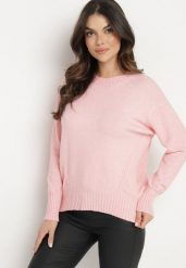 Jasnoróżowy Sweter z Modalem i Wiskozą Ozdobiony Ściągaczami Heliti. Czerwone swetry klasyczne damskie Born2be, l, z jeansu, bez kołnierzyka. Za 84.99 zł.