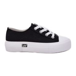 Trampki Damskie Na Platformie LEE Isla C Women Low 50251001 Czarne. Czarne trampki damskie bez wzorów, przed kostkę, bez zapięcia. Za 235.96 zł.