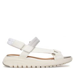 Sandały Geox. Białe sandały damskie Geox, bez wzorów, bez obcasa, na płaskiej podeszwie, bez zapięcia. Za 419.99 zł.
