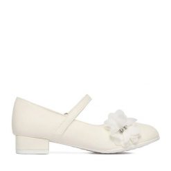 Baleriny JENNY. Białe baleriny dziewczęce Jenny, bez wzorów, bez obcasa, bez zapięcia. Za 99.99 zł.