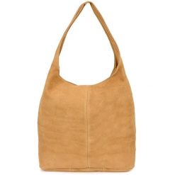 Shopperka skórzana VERA PELLE musztardowa U35. Torebki klasyczne damskie ze skóry, zamszowe, bez dodatków. Za 153.99 zł.