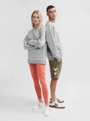 Luźna bluza z okrągłym dekoltem Hummel Bee. Szare bluzy damskie Hummel, xl, z aplikacjami, z bawełny, bez kaptura. Za 230.00 zł.