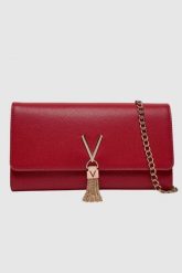 VALENTINO Czerwona kopertówka Divina Pochette. Czerwone torebki wieczorowe damskie Valentino by Mario Valentino, bez wzorów, duże, bez dodatków. W wyprzedaży za 205.99 zł.