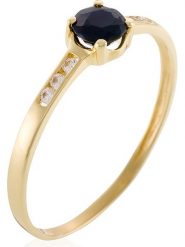 OR ÉCLAT Złoty pierścionek "Carré mystérieux" z cyrkoniami i szafirem rozmiar: 50. Niebieskie pierścionki damskie Or Éclat, z cyrkonią, złote. Za 761.99 zł.