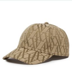 Czapka z daszkiem Armani Exchange. Brązowe czapki z daszkiem damskie Armani Exchange, bez wzorów. Za 169.99 zł.