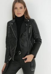 Czarna Kurtka Ramoneska Deza. Czarne kurtki damskie Born2be, s, bez wzorów, ze skóry, bez kaptura. Za 84.99 zł.