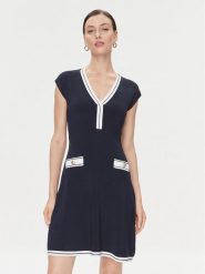 Guess Sukienka dzianinowa Febe 4RGK08 5790Z Granatowy Regular Fit. Niebieskie sukienki damskie Guess, z aplikacjami, z dzianiny, bez ramiączek. Za 479.99 zł.