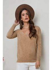 Soft Cashmere Sweter w kolorze karmelowym rozmiar: 34/36. Brązowe swetry klasyczne damskie Soft Cashmere, z koronki, bez kołnierzyka. Za 150.02 zł.