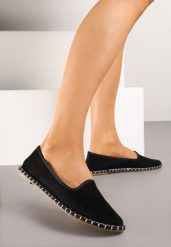Czarne Espadryle Balerinki z Przeszyciami Firalissea. Czarne espadryle damskie Renee, bez wzorów, bez obcasa, na obcasie. Za 49.99 zł.