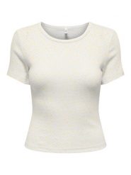 ONLY Koszulka w kolorze kremowo-żółtym rozmiar: M. Brązowe bluzki damskie Only, m, bez wzorów, z bawełny, bez kołnierzyka, bez ramiączek. Za 60.99 zł.