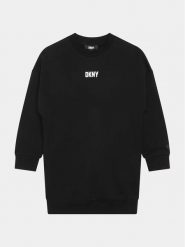 DKNY Sukienka dzianinowa D32894 S Czarny Regular Fit. Czarne sukienki dziewczęce DKNY, bez wzorów, z bawełny, bez ramiączek, proste. Za 279.99 zł.