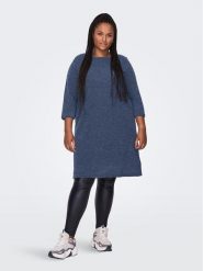 ONLY Carmakoma Sukienka dzianinowa 15196520 Granatowy Loose Fit. Niebieskie sukienki damskie Only Carmakoma, bez wzorów, z dzianiny, bez ramiączek. Za 79.99 zł.